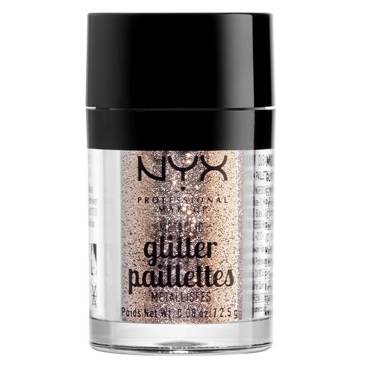 Sclipici pentru fata si corp cu efect metalic, usor de aplicat, NYX Professional Makeup Face & Body Glitter 04 Goldstone, 2.5 g