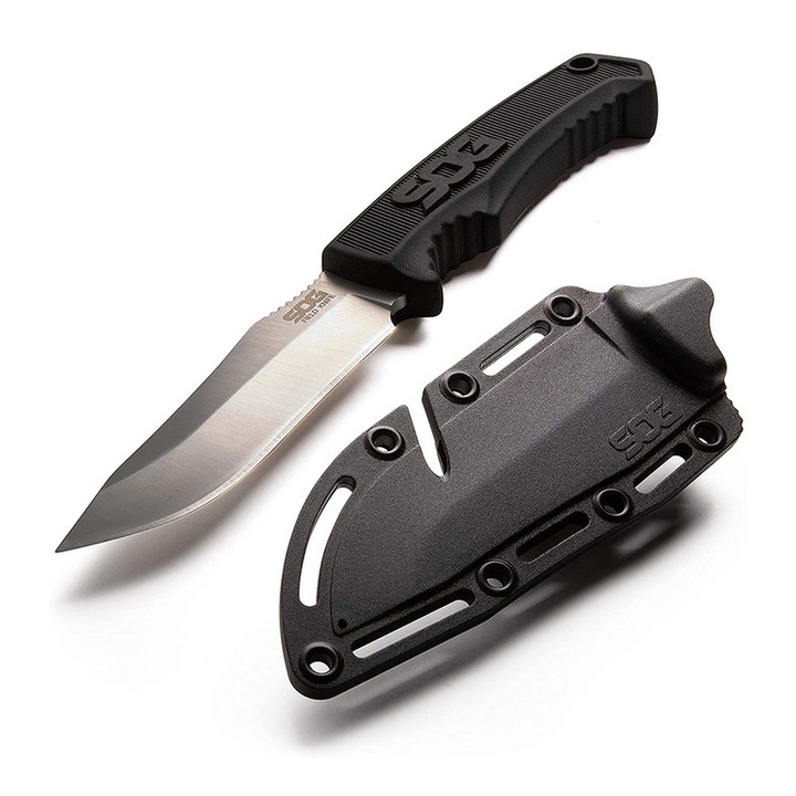 Cutit de supravietuire SOG, lama din inox de 4 inch, negru/argintiu