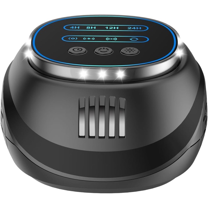 Уред против вредители с ултразвук 360° и LED светлини, против насекоми, против хлебарки, против гризачи, плъхове, радиус 300 м², 4 режима на работа, черен