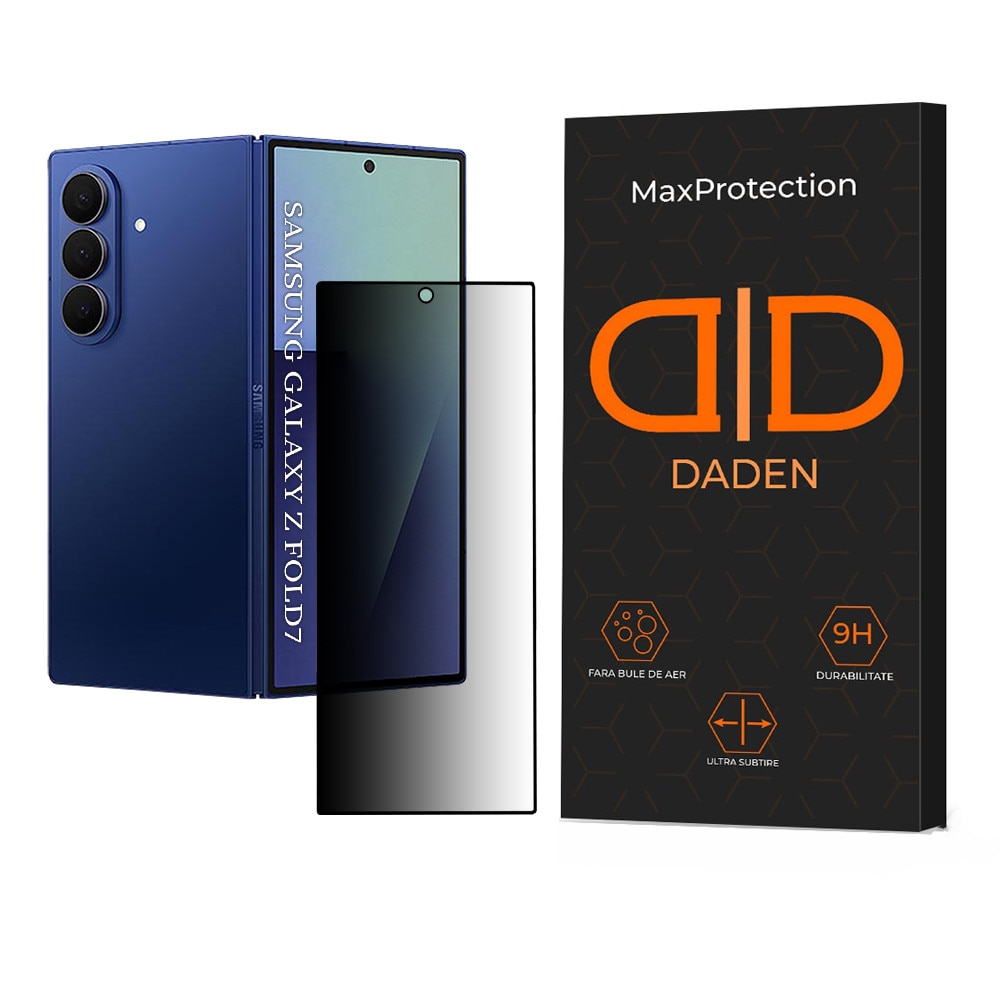 Folie Sticla Privacy pentru Samsung Galaxy Z Fold 7 Daden MaxProtection, Full Cover, Protectie Profesionala, Ultra Rezistenta, Calitate Premium
