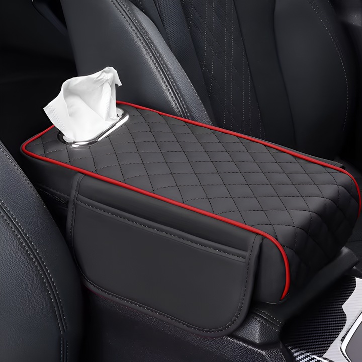 Perna Pentru Brat Cotiera Husa Pentru Consola Centrala Inaltator Cotiera Piele Moale Universal Neagra Rosu