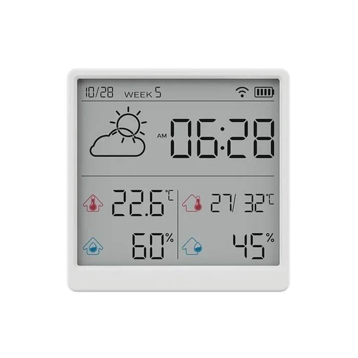 Termometru, Termometru meteo, Special MR™, Senzor electronic de temperatura si umiditate, Termometru cu ceas, Statie meteo mini