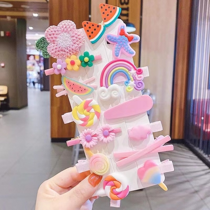 14 darabos gyermek hajcsat készlet, többszínű