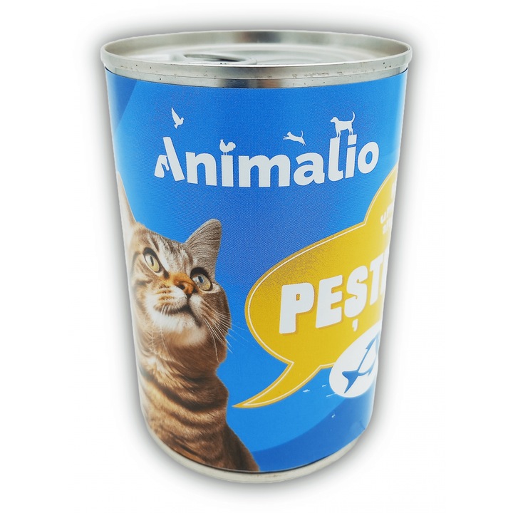 Hrana umeda pentru pisici, cu peste, Animalio, 415 g x 24 buc/set