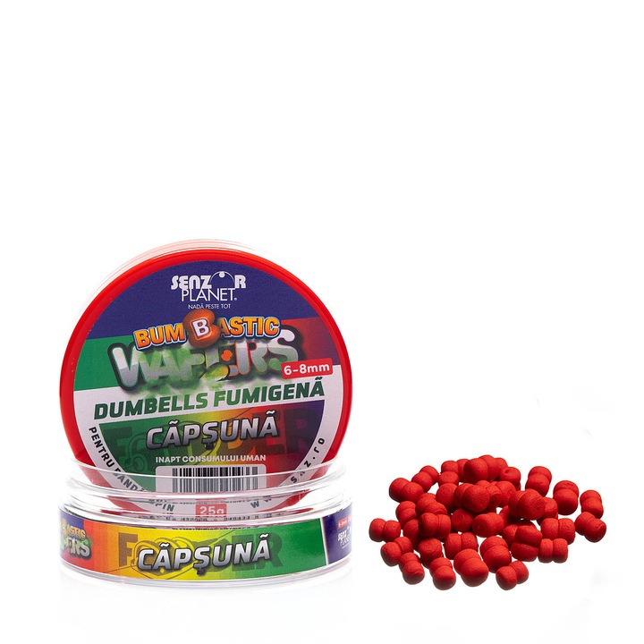 Momeala pentru banda, Bumbastic Wafters Dumbells Fumigena, Senzor Planet, Capsuna, 6-8mm, 25g
