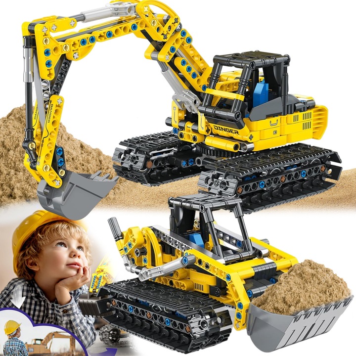 Buyya építőkészlet, 2in1 kotró és buldózer, 399 darab