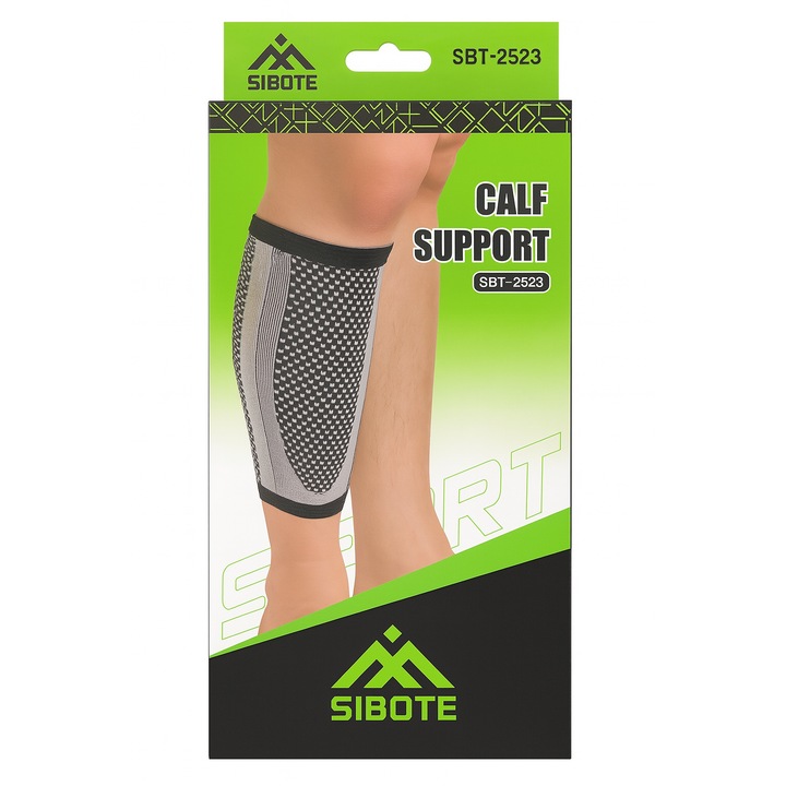 Fasa elastica pentru gamba, bandaj de compresie, ideala pentru sport, recuperare, marime Universala, Negru/alb