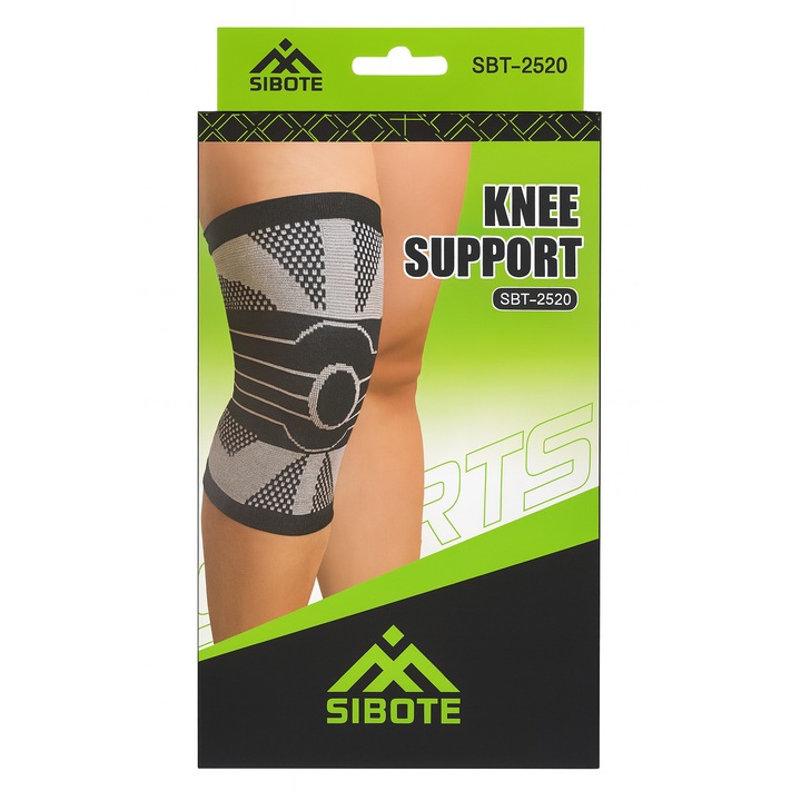 Fasa elastica pentru genunchi, bandaj de compresie, ideala pentru sport, recuperare, marime Universala, Negru/alb