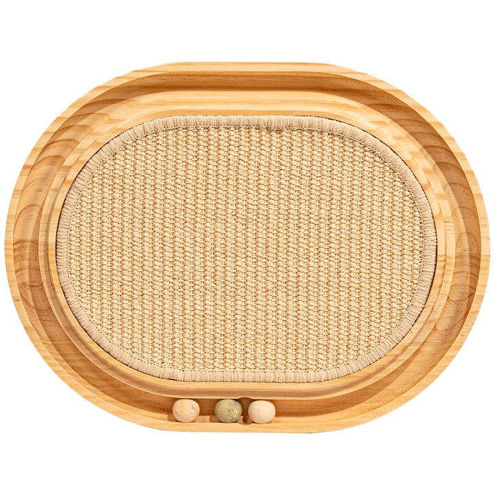 Placă de zgariat CheerPals 2 în 1 pentru pisici, lemn masiv de pin, sisal natural, 43x33x3 cm