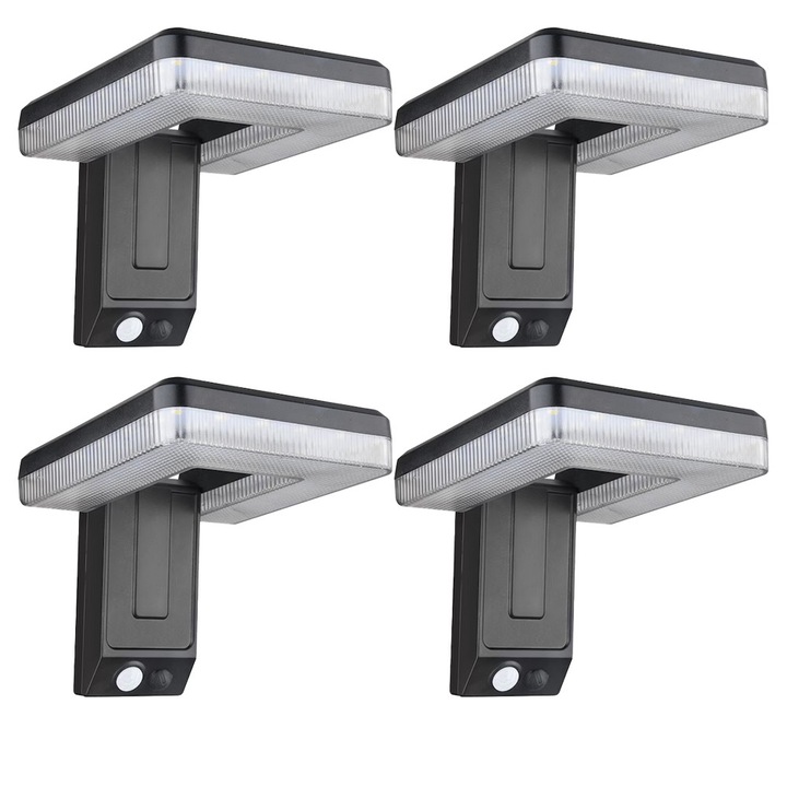 Set 4 x lampă solară pliabilă NEXTLY, senzor de mișcare, waterproof, negru, 12.5x11cm