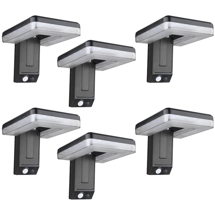 Set 6 lampi de exterior solare NEXTLY, pliabile, cu senzori de miscare, waterproof, negru, 12.5x11cm
