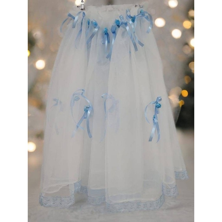 Aranjament din Tul pentru cristelnita Botez, cu funde si Dantela