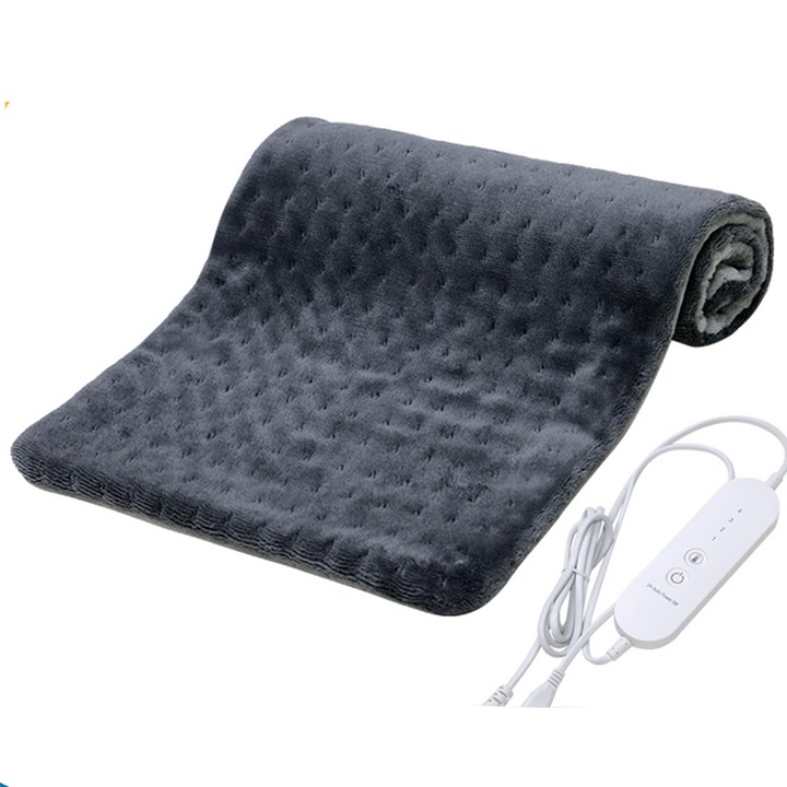 Patura Electrica Incalzita – Fleece Dublu, 30 x 60 cm, Perna Termica Portabila pentru Genunchi, Abdomen si Umeri, 4 Niveluri de Temperatura, Husa Detasabila Lavabila