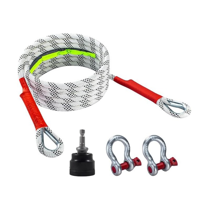 Въже за теглене на автомобил CooTooLa 5м, 10Т, оборудвано със сигурни метални куки, издръжливо въже за теглене на кола, за спешни случаи