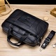 Geanta piele barbate, BullCaptain, Servieta din piele naturala, 40.5x29x8.5 cm, negru, cu bretea ajustabila, pentru laptop de 15.6 inch