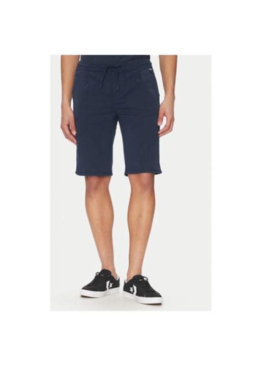 Ferfi kevert anyagu rovidnadrag, 20718156, pamut, sotetkek, Tengerészkék