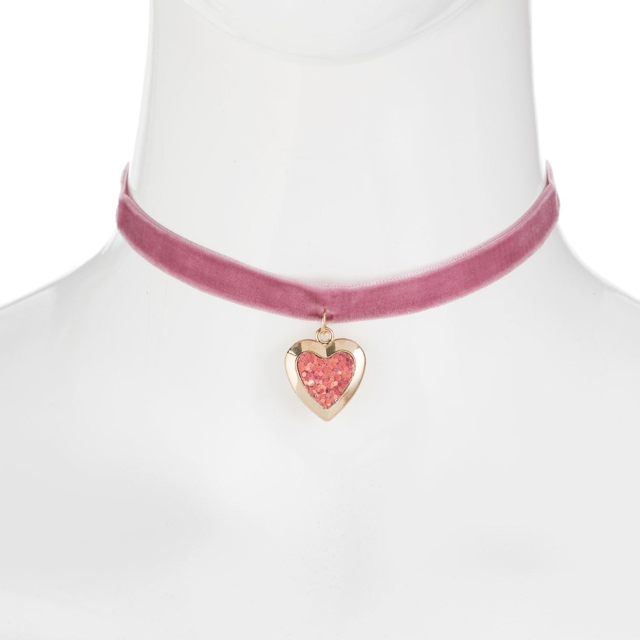 Colier Choker, Model Inima, Catifea, Roz, COMSTO IT & E- COMMERCE ...