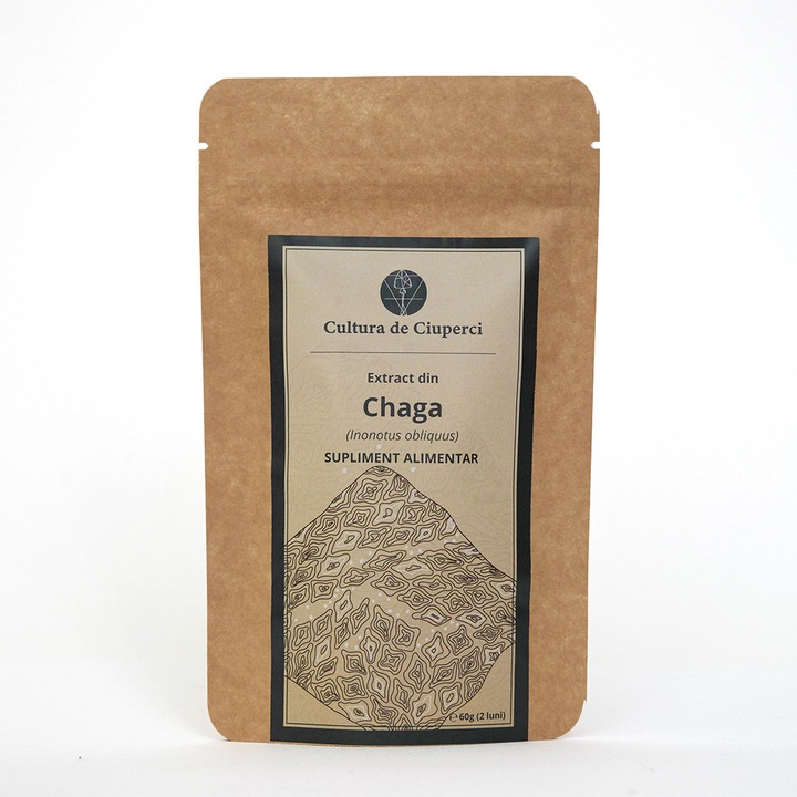 Supliment Alimentar EXTRACT uscat de Chaga (Inonotus obliquus), pentru 60 de zile, 60 g