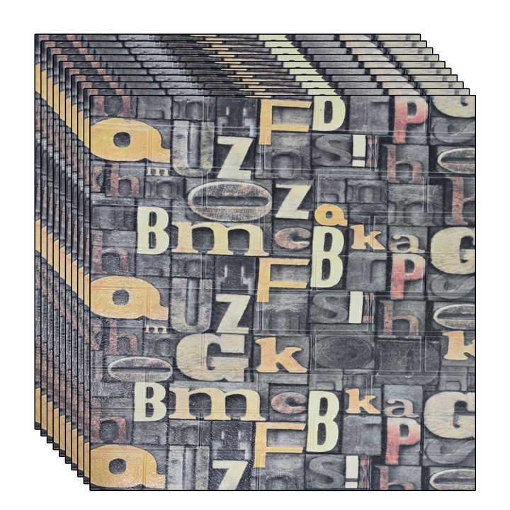 Комплект от 10 x 3D самозалепващи тапети NEXTLY, за стена или таван, водоустойчиви, регулируеми, силно лепило, лесни за монтаж, площ на покритие 5,3 кв.м, 70x77 см, модерен дизайн, многоцветни, код 7373-20