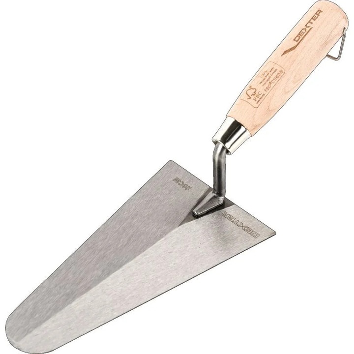 20 см професионална строителна мистрия, изработена от неръждаема стомана с ергономична дръжка от здрава дървесина, идеална за зидария и прецизни довършителни работи DEXTER