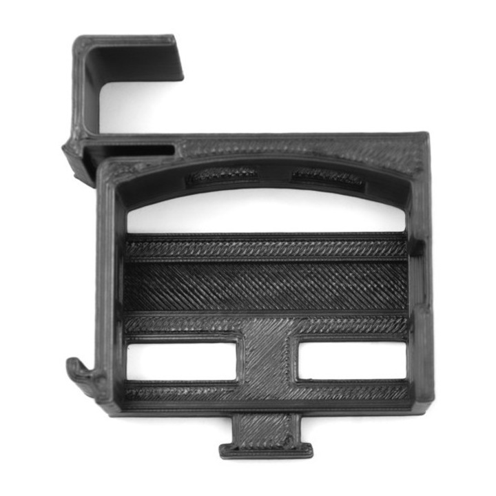 Suport modul, Nice, roll-controller 2, 35 mm, pentru montare in tablouri de distributie, orificii suplimentare de montare, suport conexiune cablu, negru, material ABS+, setul include: 1 bucata, rezistenta mecanica, rezistenta termica, tehnologie de imprim