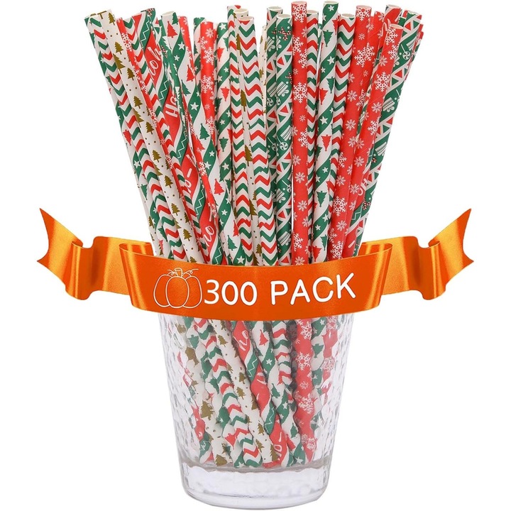 Paie de baut de unica folosinta din hartie, modele colorate, set 300 bucati