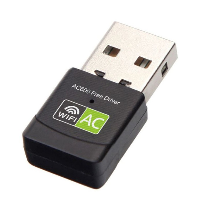 Adaptor wireless 2 in 1, USB, 600Mbps, 2.4GHz/5.8GHz, negru, pentru PC si laptop