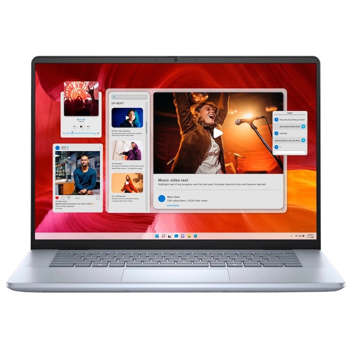 DELL Inspiron 16 7640 laptop, 16" WUXGA érintőképernyő, Intel® Core™ Ultra 7 155H akár 4.8 GHz-ig, 32 GB RAM LPDDR5x, 1 TB SSD, Intel Arc Graphics, Windows 11 Home, Jégkék 1 TB merevlemez