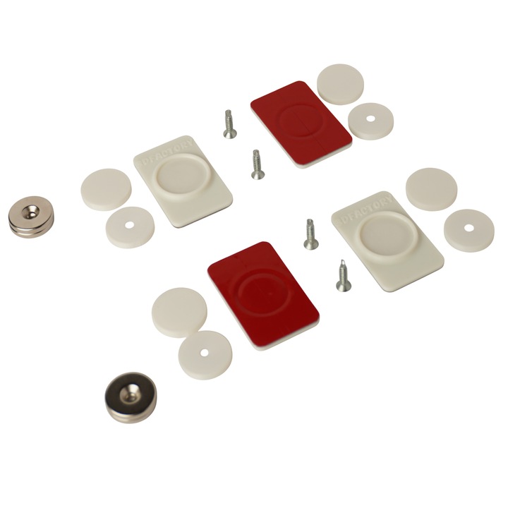 Set suporturi magnetice placute numar inmatriculare auto Invizibil - 4 bucati (fata + spate), alb