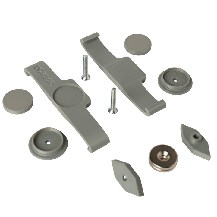 Suport magnetic grila fagure placuta numar inmatriculare auto Slim - 2 bucati, gri