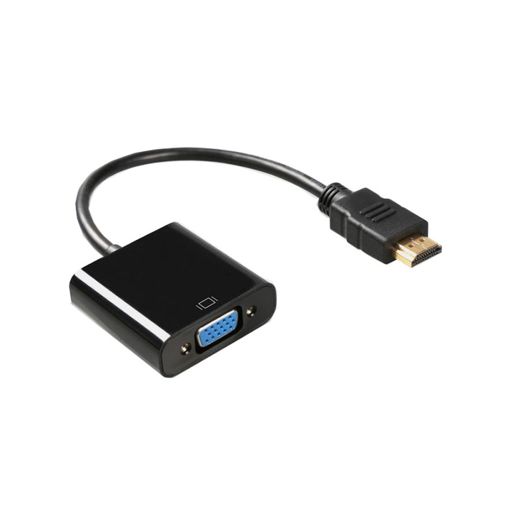 Adaptor HDMI la VGA, 26 cm, 1080P, unidirectional, Negru