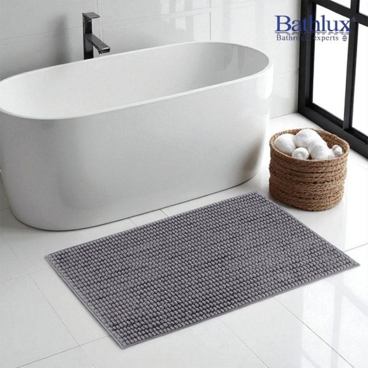 Covorase baie BATHLUX covor baie gri Chenille 100% Bumbac 45x70cm antiderapant