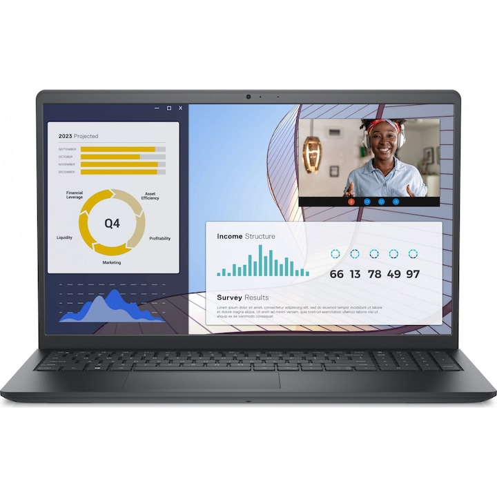 DELL Vostro 3530 laptop, 15.6" Full HD, Intel® Core™ i5 1334U akár 4.6 GHz-ig, 16 GB RAM DDR4 2666, 512 GB SSD, Intel Iris Xᵉ Graphics 64GB, Ubuntu Linux, Fekete, 512 GB