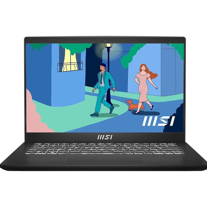 MSI Modern 14 laptop, 14" Full HD, AMD Ryzen™ 5 7430U akár 4.3 GHz-ig, 16 GB RAM DDR4 3200, 512 GB SSD, AMD Radeon Graphics, Windows 11 Home, Classic Fekete 512 GB