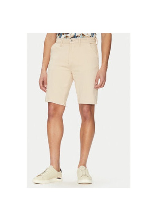 Ferfi farmer rovidnadrag keverek anyagbol, 20718139, pamut, bezs, Bézs