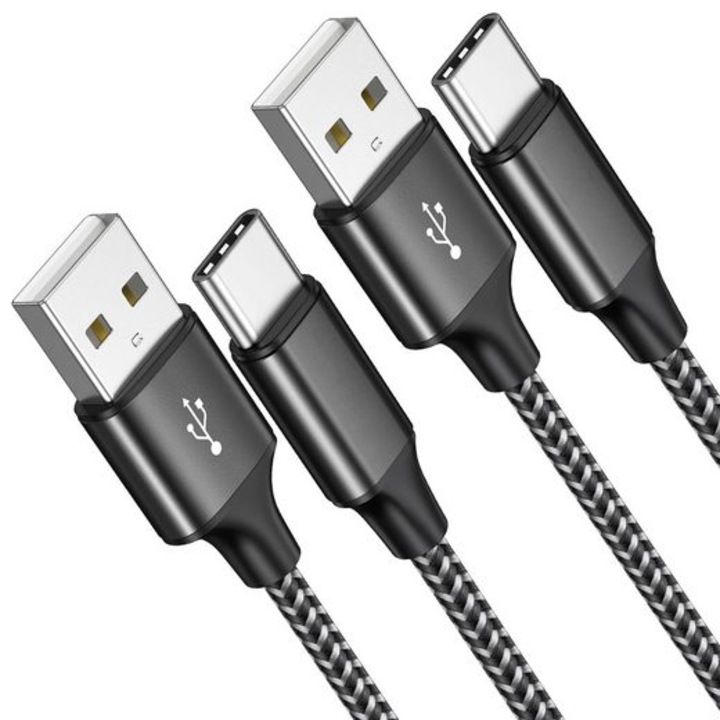 Haiaveng USB-C adatkábel, 2m, gyors töltés, kompatibilis Samsung Galaxy, Huawei P40, Google Pixel