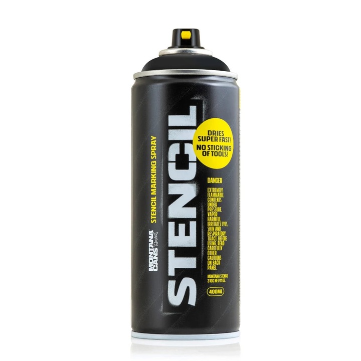 Vopsea spray, Montana Cans, Stencil 9000, negru, 400ml