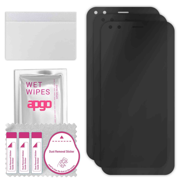 3x apgo PRIVACY защитно стъкло за TP-Link Neffos C5 Plus – хибридно стъкло, пълно лепило, гъвкаво стъкло