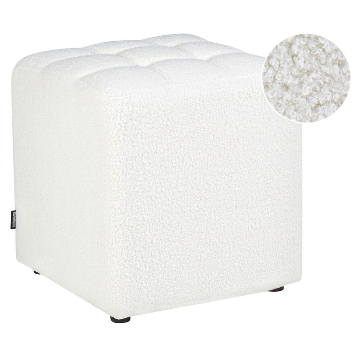 Pouf bouclé bianco 38 x 38 cm Kansas
