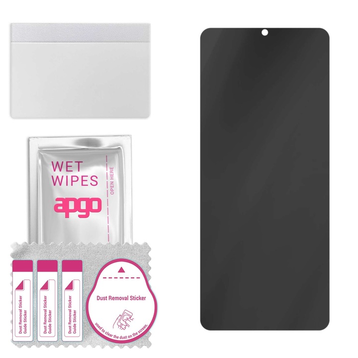 Sticla de protectie PRIVACY apgo pentru Xiaomi Redmi A3 – sticla hibrid, full glue, flexible glass
