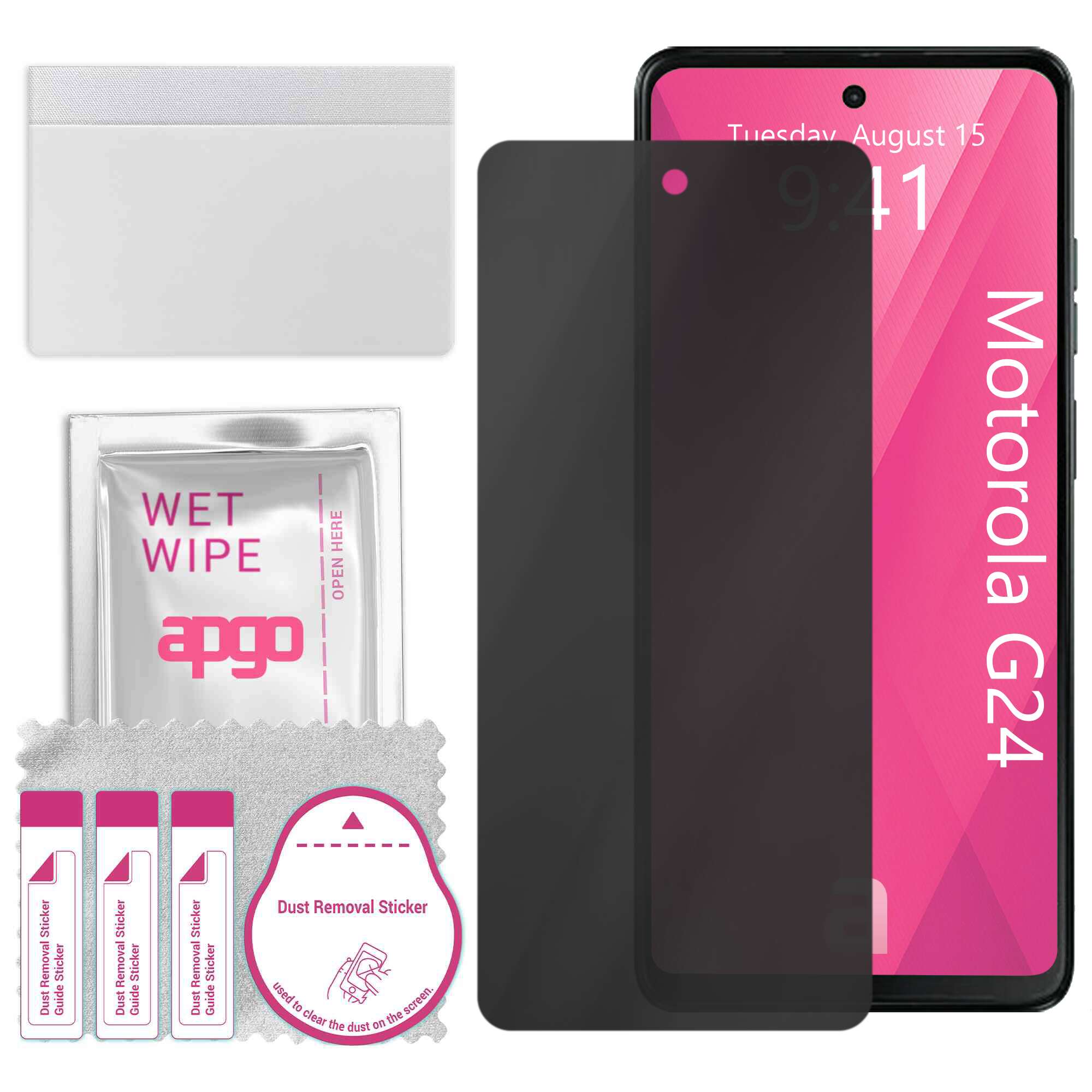 Sticla de protectie PRIVACY apgo pentru Motorola Moto G24 – sticla hibrid, full glue, flexible glass