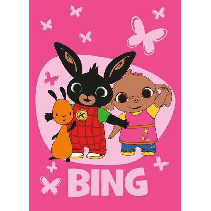 Jerry Fabrics Krolik Bunny Bing polár takaró, 100x150cm, rózsaszín, licencelt mintával
