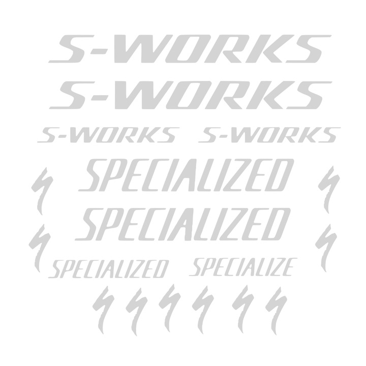 Set Stickere profesionale cadru bicicleta Specialized/S-Works, Argintiu
