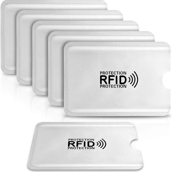 SafePocket RFID – RFID защитен калъф за банкови карти, блокира неволни плащания, защита от кражба, защита от джебчийство, сигурност, защита от сканиране, защита от неоторизирани транзакции, сребърен