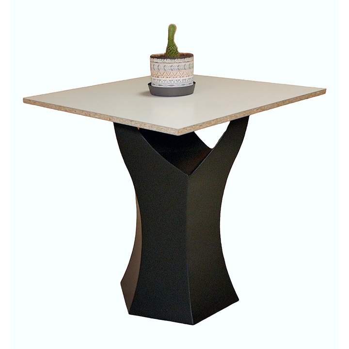 Baza de masa metalica, METALLWORK-PSILOS, design copac, negru mat, picioare ajustabile