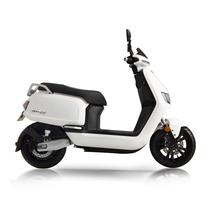 Scuter electric, baterii litiu detasabile, motor 3000W, alb - Robo-S