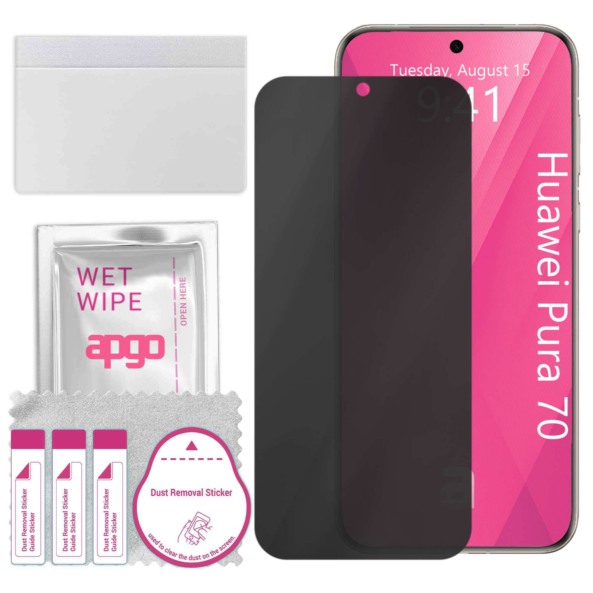 Sticla de protectie PRIVACY apgo pentru Huawei Pura 70 – sticla hibrid, full glue, flexible glass