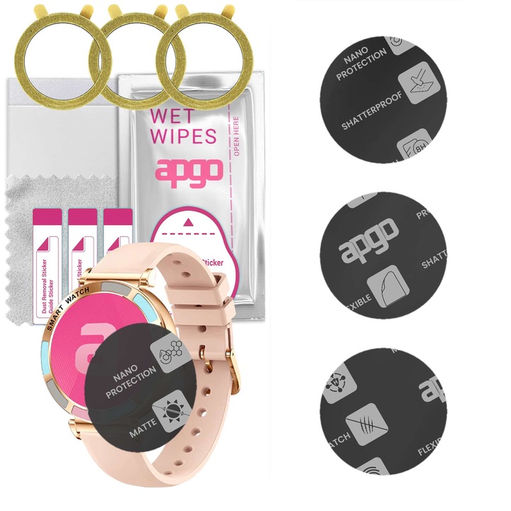 3 darabos MATT védőszemüveg Aolon Lily R2 órához – apgo, teljes ragasztó, hibrid üveg, kijelzővédelem, karcálló