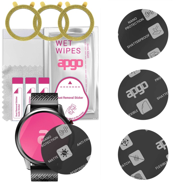 Комплект от 3 МАТОВИТЕ защитни стъкла за часовник Watchmark Kardiowatch Cardio One Pro - apgo, пълно лепене, хибридно стъкло, защита на дисплея на часовника, защита от надраскване