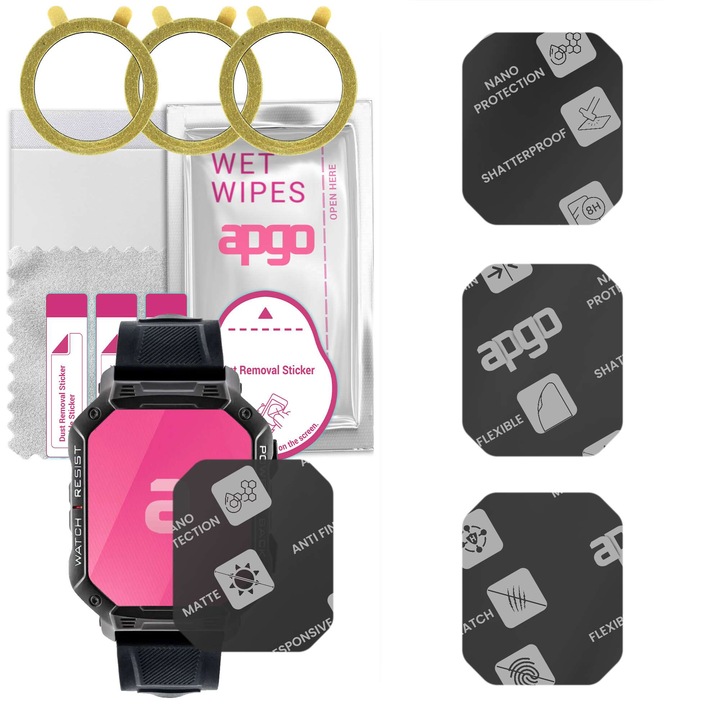Комплект от 3 МАТОВИ защитни стъкла за часовник Watchmark Outdoor Ultra – apgo, пълно лепене, хибридно стъкло, защита на дисплея на часовника, защита от надраскване